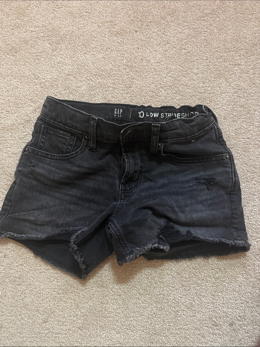GAP Black Distressed Low-Rise Denim Shorts